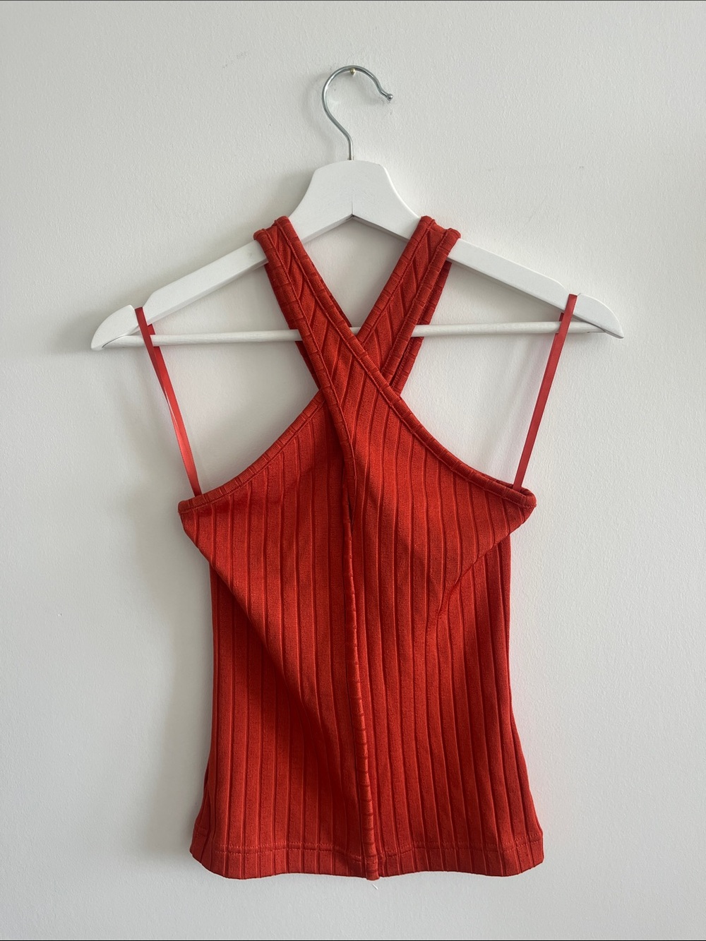 Club Monaco Copper Ribbed Cross-Back and Front Tank Top